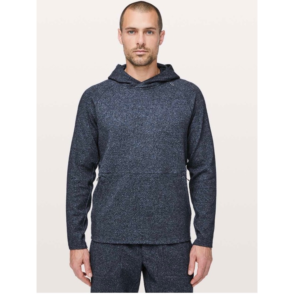 Lululemon At Ease Hoodie Mens M Heathered Grey Textured Pullover Lm3bf7s $150